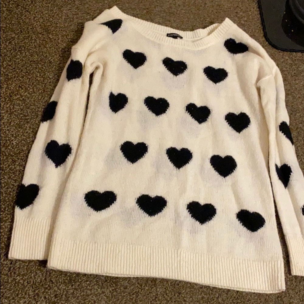White and black sweater